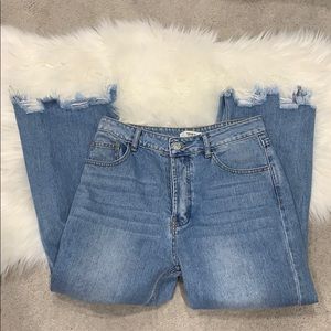 Forever21 Ripped Flare Ankle Jeans